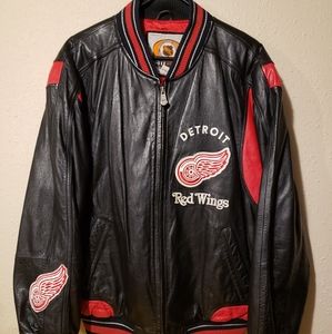 Detroit Red Wings Leather Jacket - Black and Red